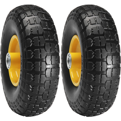 Solid PU Run-Flat Tire Wheel, 254 mm, 2-Pack, 181.4 kg Dynamic Load, 204.1 kg Static Load, Flat Free Tubeless V952-FPLJAZPU400LBUE89V0