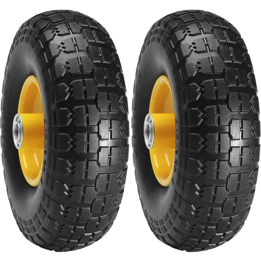 Solid PU Run-Flat Tire Wheel, 254 mm, 2-Pack, 181.4 kg Dynamic Load, 204.1 kg Static Load, Flat Free Tubeless V952-FPLJAZPU400LBUE89V0
