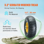 Solid PU Run-Flat Tire Wheel, 254 mm, 2-Pack, 181.4 kg Dynamic Load, 204.1 kg Static Load, Flat Free Tubeless V952-FPLJAZPU400LBUE89V0