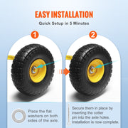 Solid PU Run-Flat Tire Wheel, 254 mm, 2-Pack, 181.4 kg Dynamic Load, 204.1 kg Static Load, Flat Free Tubeless V952-FPLJAZPU400LBUE89V0