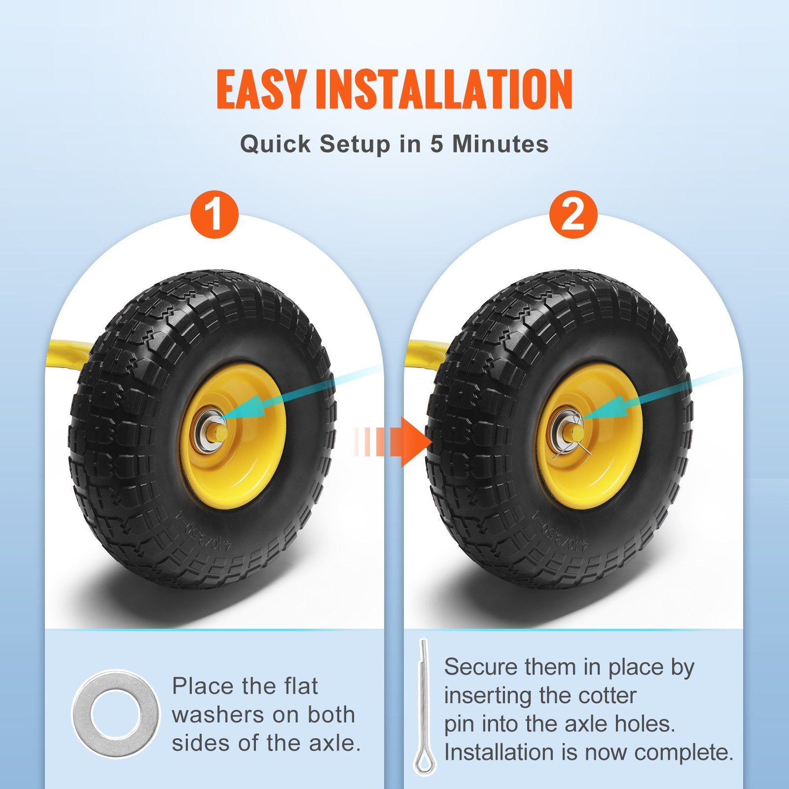 Solid PU Run-Flat Tire Wheel, 254 mm, 2-Pack, 181.4 kg Dynamic Load, 204.1 kg Static Load, Flat Free Tubeless V952-FPLJAZPU400LBUE89V0