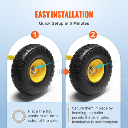 Solid PU Run-Flat Tire Wheel, 254 mm, 2-Pack, 181.4 kg Dynamic Load, 204.1 kg Static Load, Flat Free Tubeless V952-FPLJAZPU400LBUE89V0