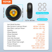 Solid PU Run-Flat Tire Wheel, 254 mm, 2-Pack, 181.4 kg Dynamic Load, 204.1 kg Static Load, Flat Free Tubeless V952-FPLJAZPU400LBUE89V0