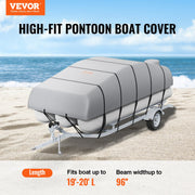 Pontoon Boat Cover 800D Waterproof Trailerable 19-20 ft with Storage Bag V952-FQCZX800D192KHIYZV0