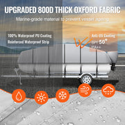 Pontoon Boat Cover 800D Waterproof Trailerable 19-20 ft with Storage Bag V952-FQCZX800D192KHIYZV0