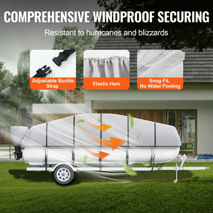 Pontoon Boat Cover 800D Waterproof Trailerable 23-24 ft with Storage Bag V952-FQCZX800D2328O284V0