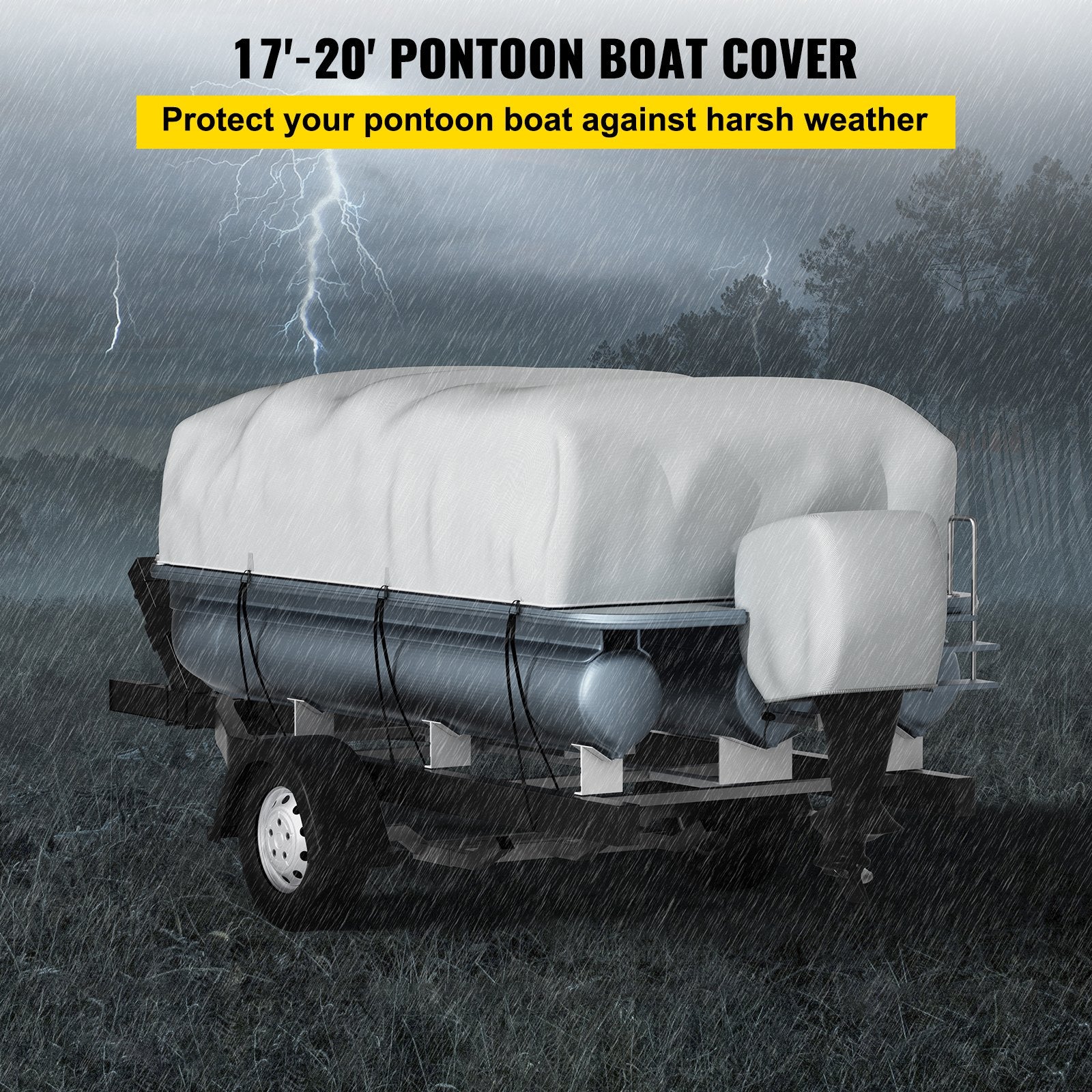 Pontoon Boat Cover, Fit for 17\'-20\' Boat, Heavy Duty 600D Marine Grade Oxford Fabric, UV Resistant V952-FQCZYCYCB21245KUNV0