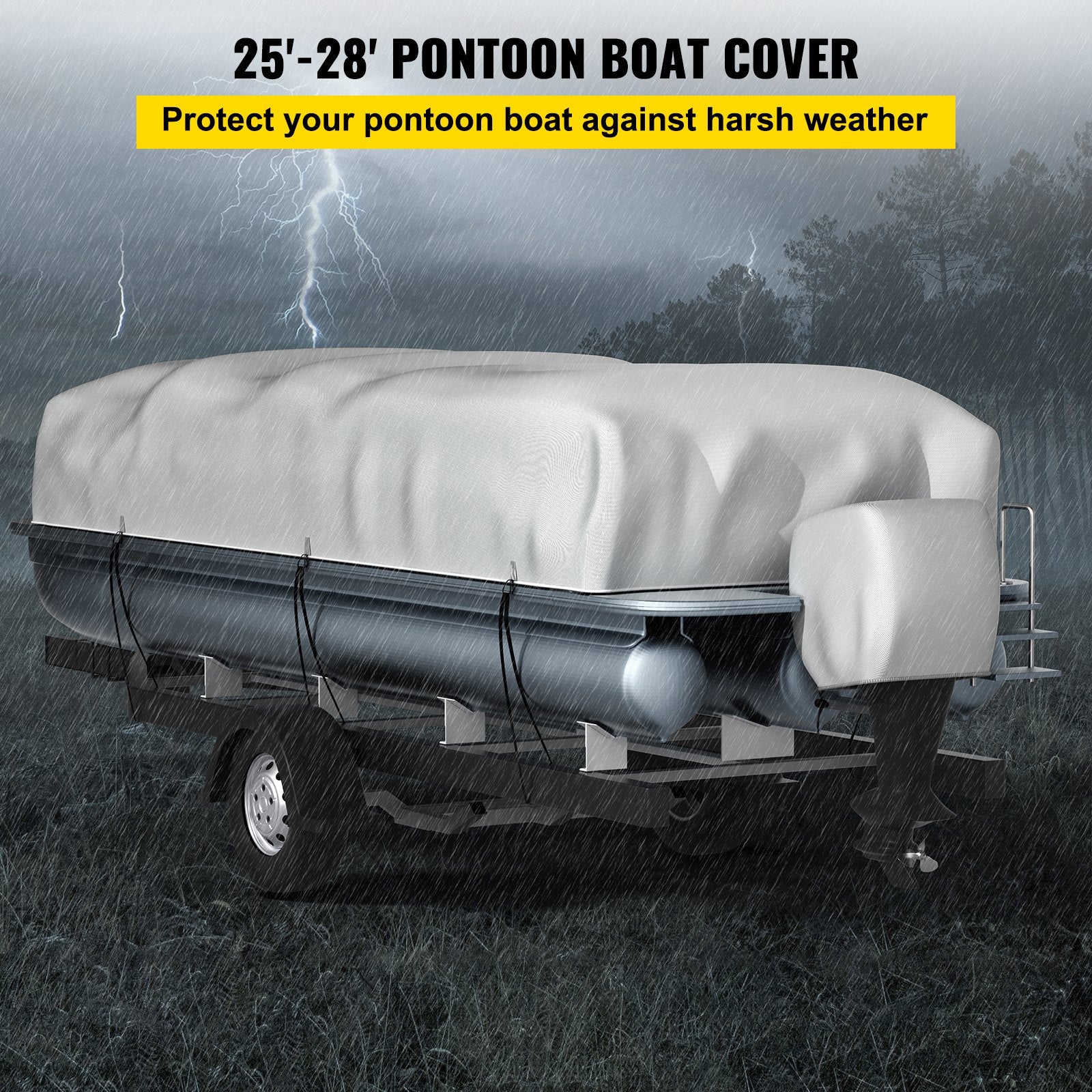 Pontoon Boat Cover, Fit for 25\'-28\' Boat, Heavy Duty 600D Marine Grade Oxford Fabric, UV Resistant V952-FQCZYCYCB2528M0J5V0
