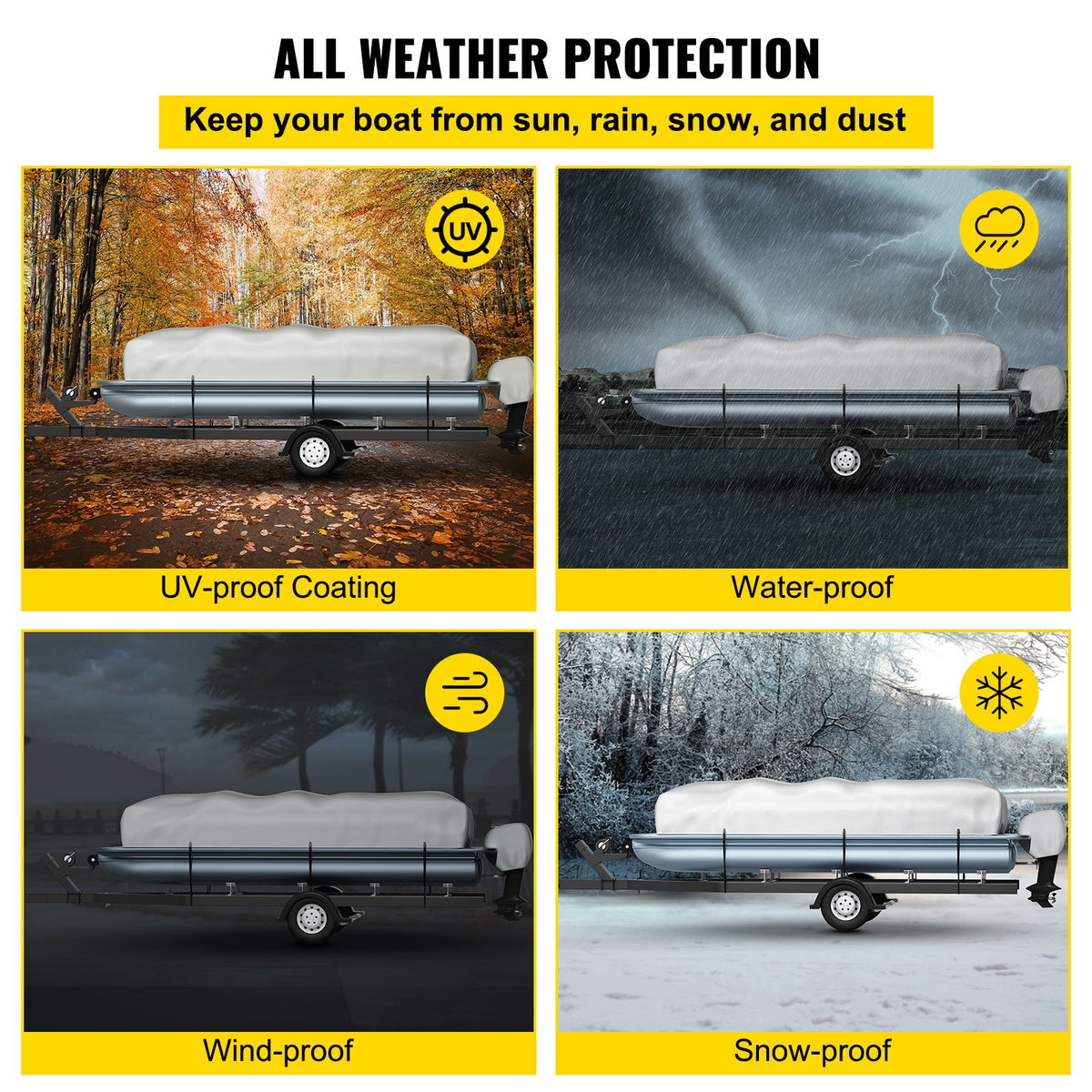 Pontoon Boat Cover, Fit for 25\'-28\' Boat, Heavy Duty 600D Marine Grade Oxford Fabric, UV Resistant V952-FQCZYCYCB2528M0J5V0