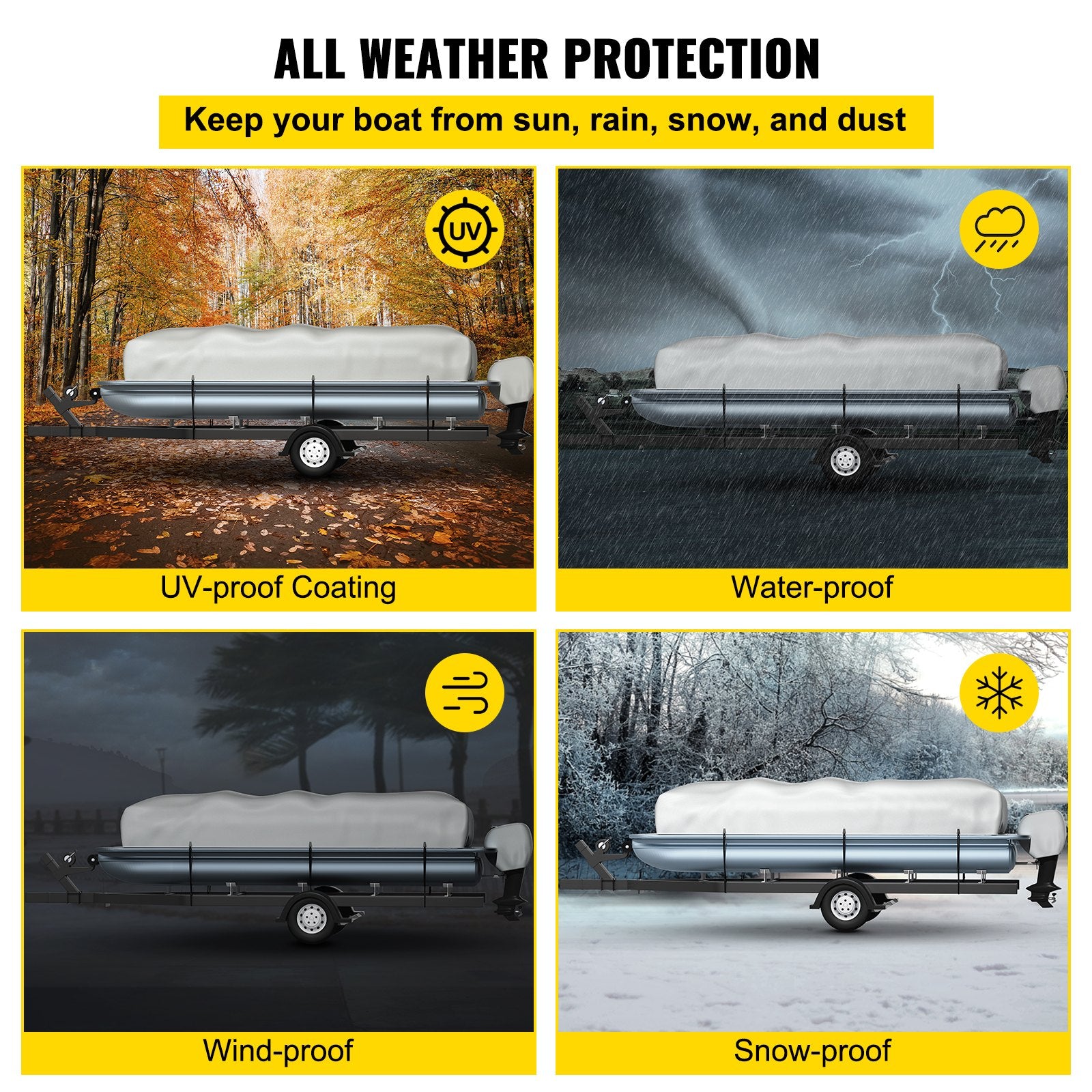 Pontoon Boat Cover, Fit for 25\'-28\' Boat, Heavy Duty 600D Marine Grade Oxford Fabric, UV Resistant V952-FQCZYCYCB2528M0J5V0