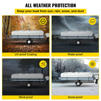 Pontoon Boat Cover, Fit for 25\'-28\' Boat, Heavy Duty 600D Marine Grade Oxford Fabric, UV Resistant V952-FQCZYCYCB2528M0J5V0