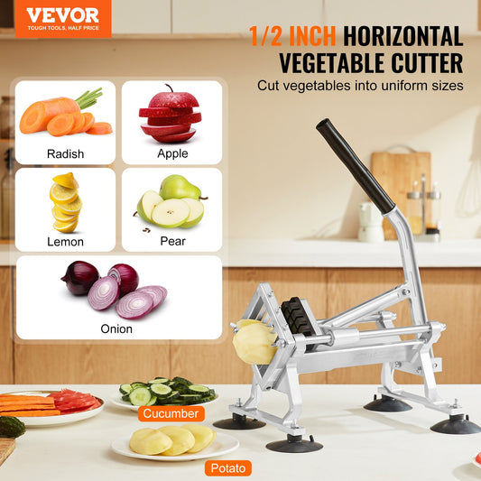 Commercial Vegetable Slicer, 1/2 inch Fruit Slicer, Stainless Steel and Aluminum Alloy Vegetable Cutter V952-FQQPJWS316INZRLGOV0