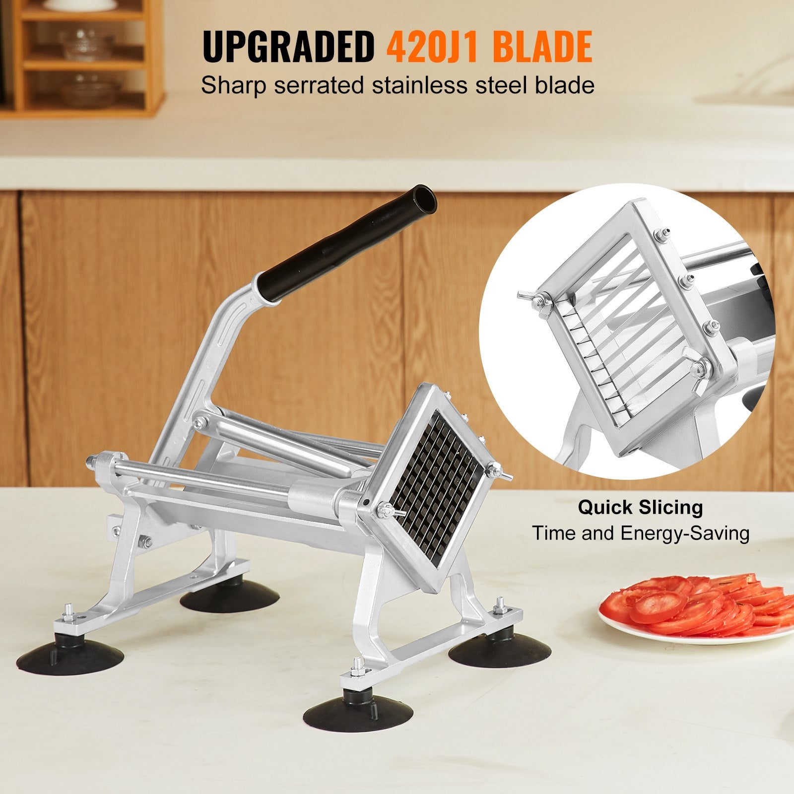 Commercial Vegetable Slicer, 3/8 inch Fruit Slicer, Stainless Steel and Aluminum Alloy Vegetable Cutter V952-FQQPJWS38INCMIPZFV0