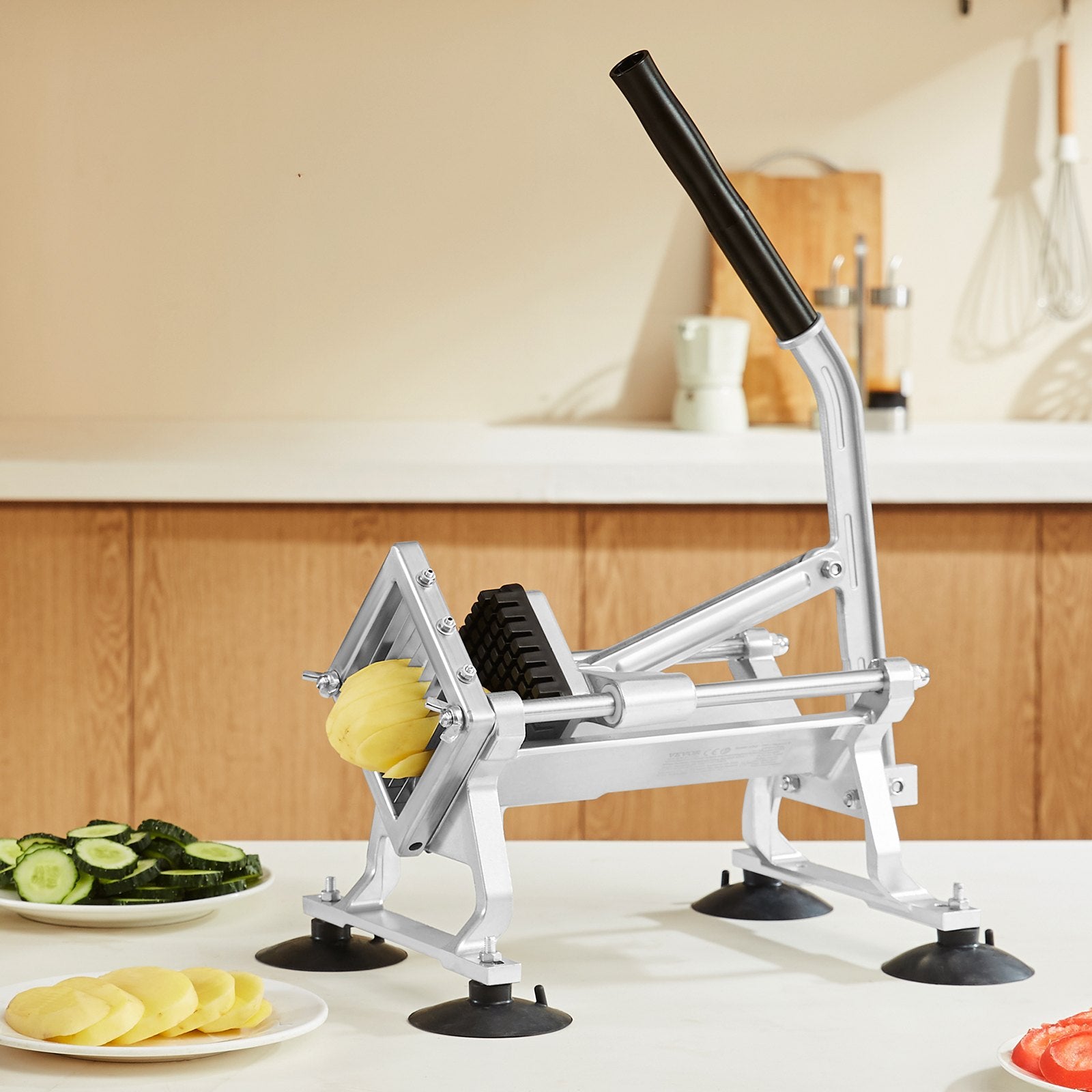 Commercial Vegetable Slicer, 3/8 inch Fruit Slicer, Stainless Steel and Aluminum Alloy Vegetable Cutter V952-FQQPJWS38INCMIPZFV0