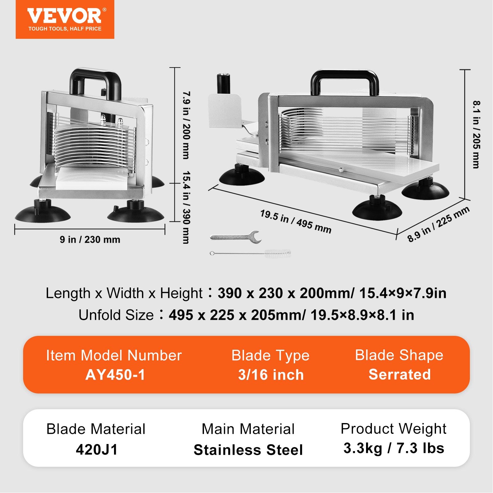 Commercial Tomato Slicer, 3/16 inch Tomato Cutter Slicer, Stainless Steel Heavy Duty Tomato Slicer Machine, V952-FQQPJZTS316I23N2VV0