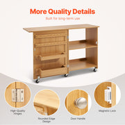 Folding Sewing Table with Lockable Wheels Shelves Trays Door Wood Color V952-FRZJYXXKZDBH6WYM1V0
