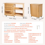 Folding Sewing Table with Lockable Wheels Shelves Trays Door Wood Color V952-FRZJYXXKZDBH6WYM1V0