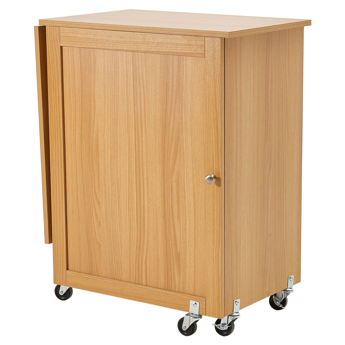 Folding Sewing Table with Lockable Wheels Shelves Trays Door Wood Color V952-FRZJYXXKZDBH6WYM1V0