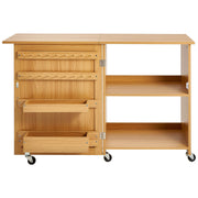 Folding Sewing Table with Lockable Wheels Shelves Trays Door Wood Color V952-FRZJYXXKZDBH6WYM1V0
