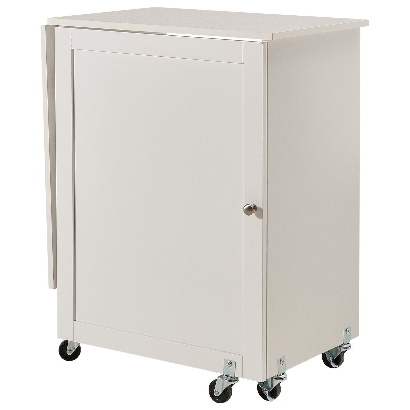 Folding Sewing Table with Lockable Wheels Storage Shelves Trays Door White V952-FRZJYXXKZDBHL2LV9V0