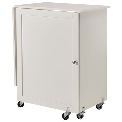 Folding Sewing Table with Lockable Wheels Storage Shelves Trays Door White V952-FRZJYXXKZDBHL2LV9V0