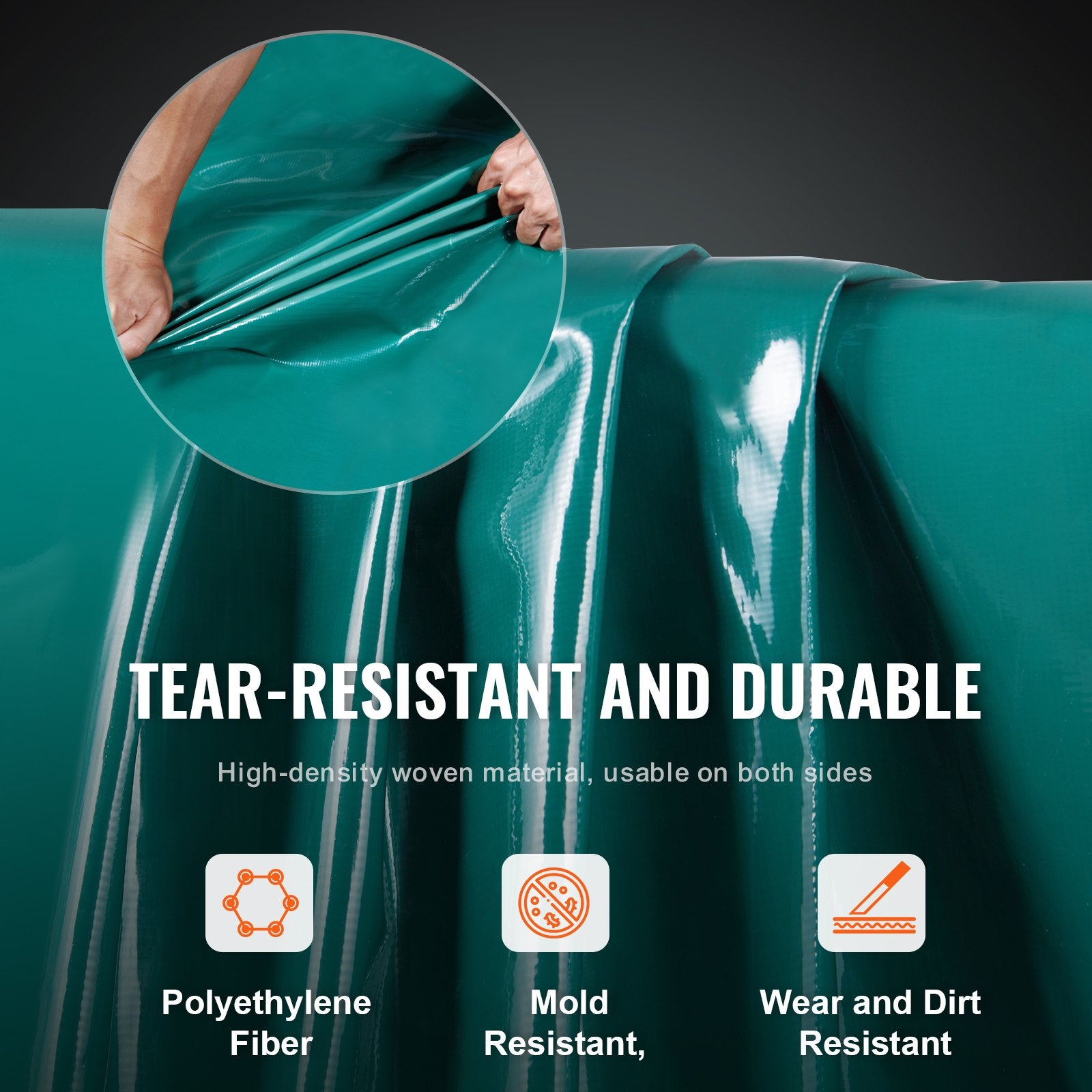 PVC Waterproof Tarp, 16.5 x 29.5 ft Heavy Duty PVC Tarpaulin, Tear-Proof and Weather-Proof, with Grommets and V952-FSBLSPVCPVC59AFTUV0