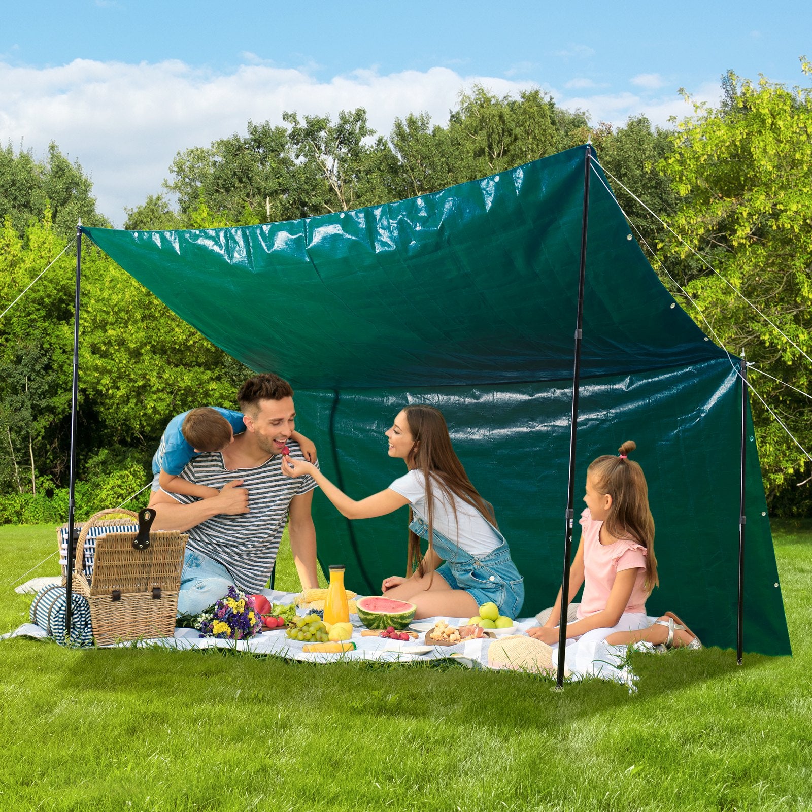 PVC Waterproof Tarp, 16.5 x 29.5 ft Heavy Duty PVC Tarpaulin, Tear-Proof and Weather-Proof, with Grommets and V952-FSBLSPVCPVC59AFTUV0