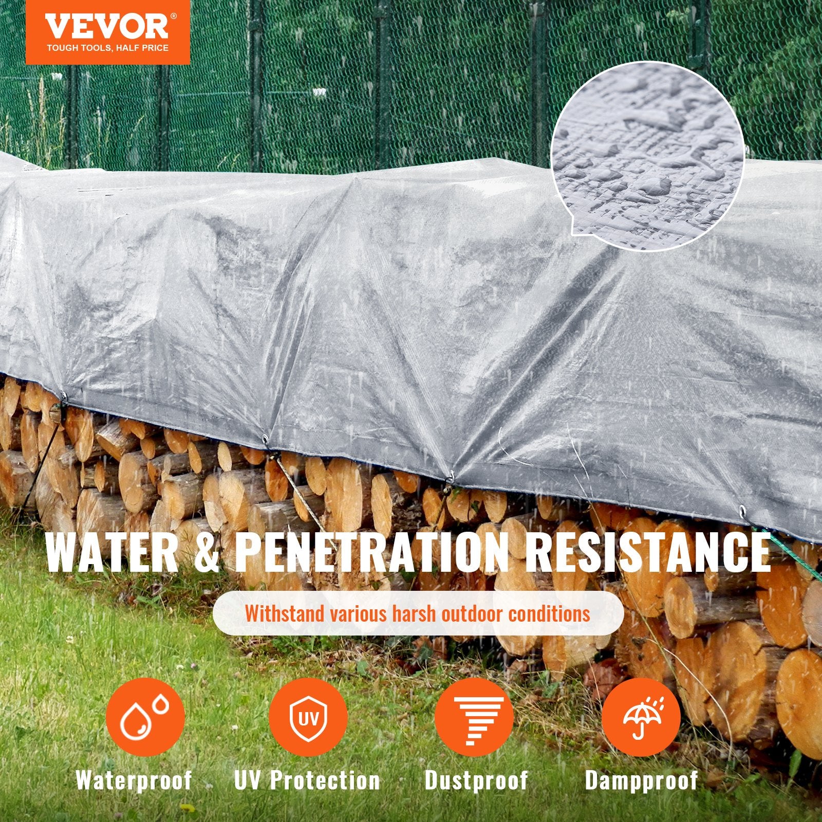 Tarp Waterproof Tarpaulin 20 x 30 ft 10 Mil Plastic Poly Tear UV Resistant V952-FSBWYNZPEPE207MCQV0