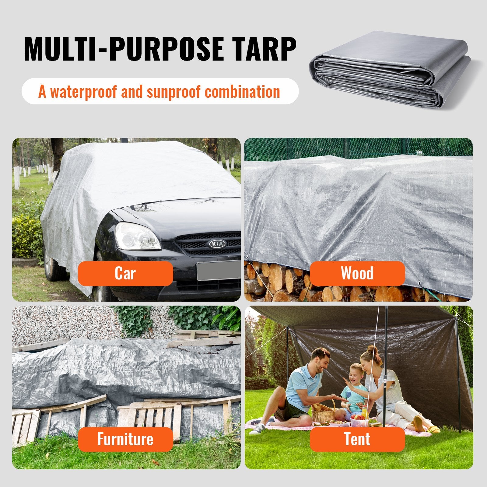 Tarp Waterproof Tarpaulin 20 x 30 ft 10 Mil Plastic Poly Tear UV Resistant V952-FSBWYNZPEPE207MCQV0