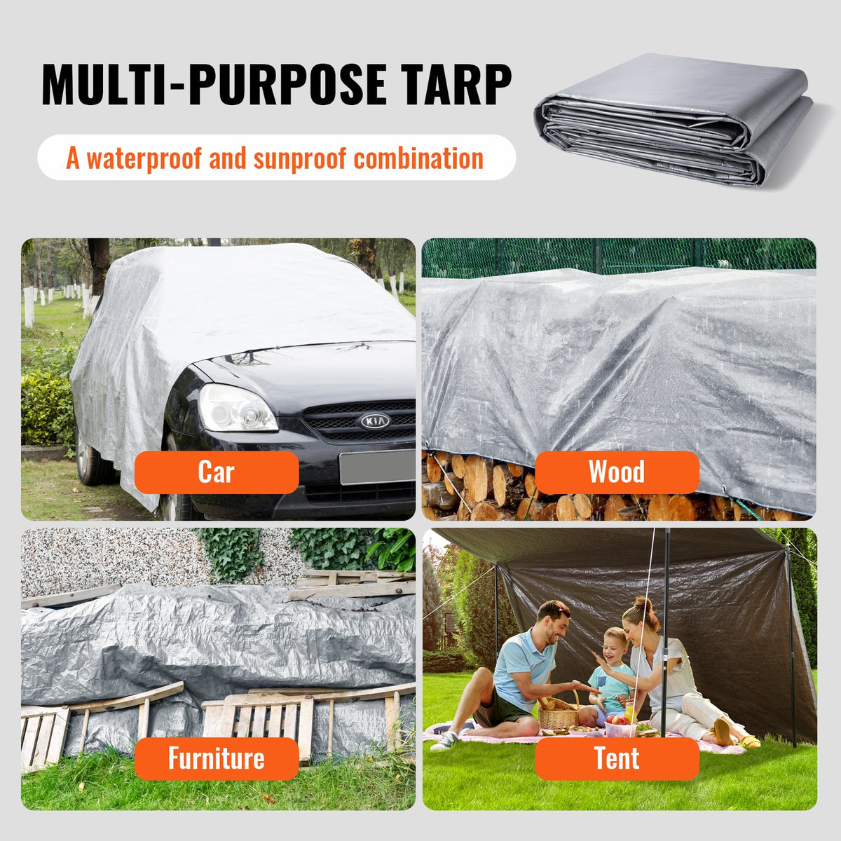 Tarp Waterproof Tarpaulin 20 x 30 ft 10 Mil Plastic Poly Tear UV Resistant V952-FSBWYNZPEPE207MCQV0
