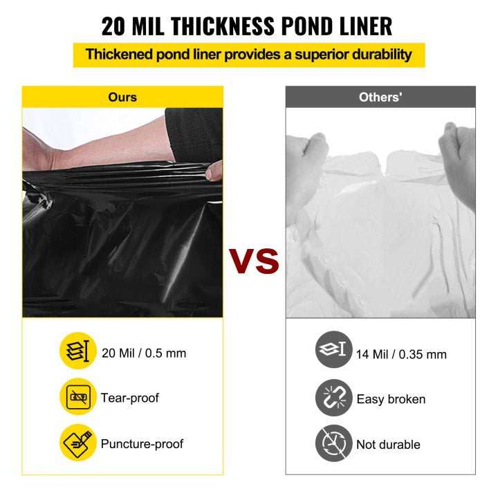 LLDPE Pond Liner 15x20 ft, Pond Liner 20 Mil, Fish Pond Liners for Waterfall, Pond and Fish Ponds V952-FSM15X20FT0000001V0