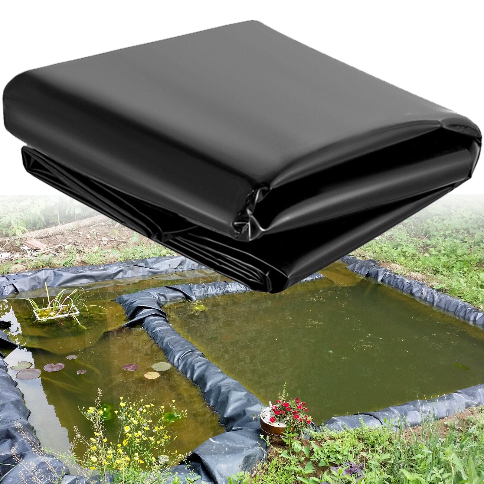 LLDPE Pond Liner 15x20 ft, Pond Liner 20 Mil, Fish Pond Liners for Waterfall, Pond and Fish Ponds V952-FSM15X20FT0000001V0