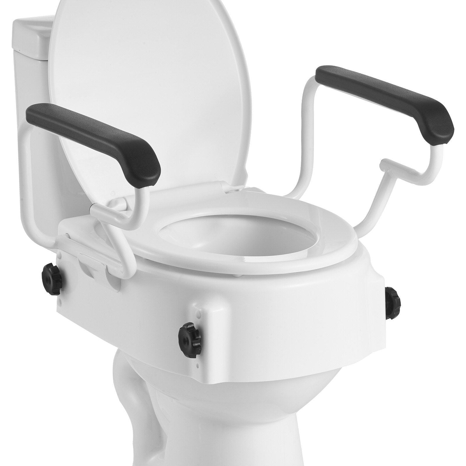 Raised Toilet Seat with Arms, 136.1 kg Load Capacity, 3-Level Adjustable Height, Widened Commode Elevated V952-FSSFSJGMTZDDNO6QU001V0