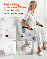 Raised Toilet Seat with Arms, 136.1 kg Load Capacity, 3-Level Adjustable Height, Widened Commode Elevated V952-FSSFSJGMTZDDNO6QU001V0