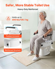Raised Toilet Seat with Arms, 136.1 kg Load Capacity, 3-Level Adjustable Height, Widened Commode Elevated V952-FSSFSJGMTZDDNO6QU001V0