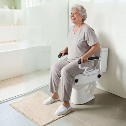 Raised Toilet Seat with Arms, 136.1 kg Load Capacity, 3-Level Adjustable Height, Widened Commode Elevated V952-FSSFSJGMTZDDNO6QU001V0