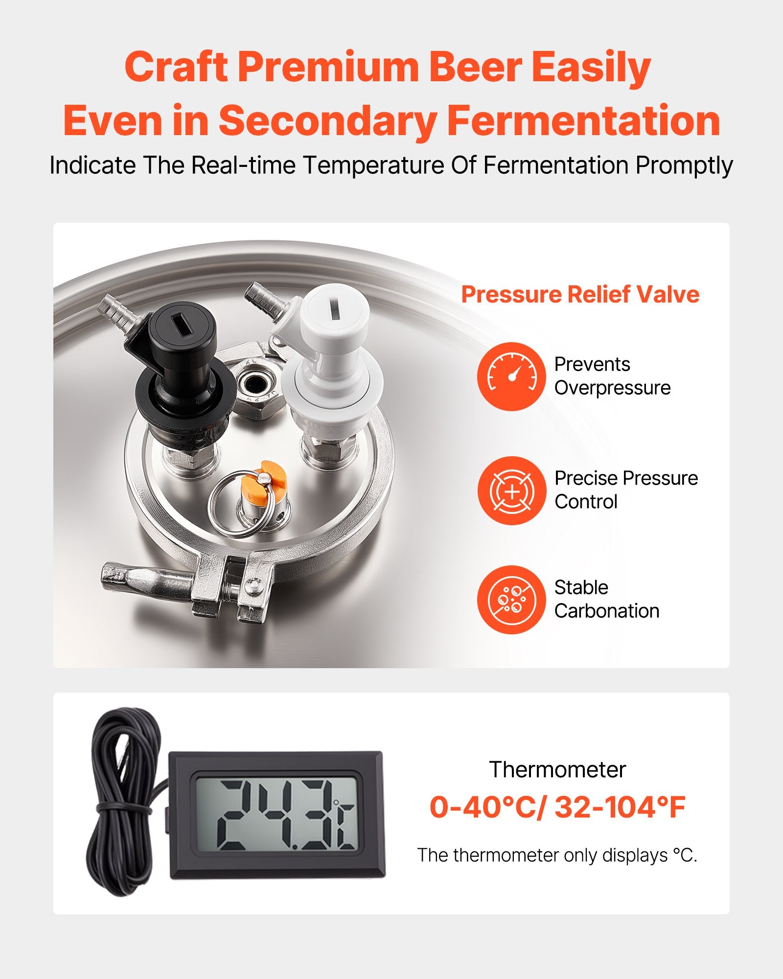 Stainless Steel Conical Fermenter, 8 Gal/30L Home Brewing Fermenation Tank, Brew Bucket Fermentor with V952-FSSPJNJXT2FTG68GV001V0