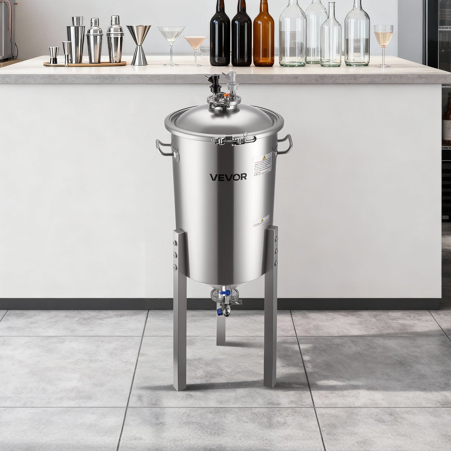 Stainless Steel Conical Fermenter, 8 Gal/30L Home Brewing Fermenation Tank, Brew Bucket Fermentor with V952-FSSPJNJXT2FTG68GV001V0