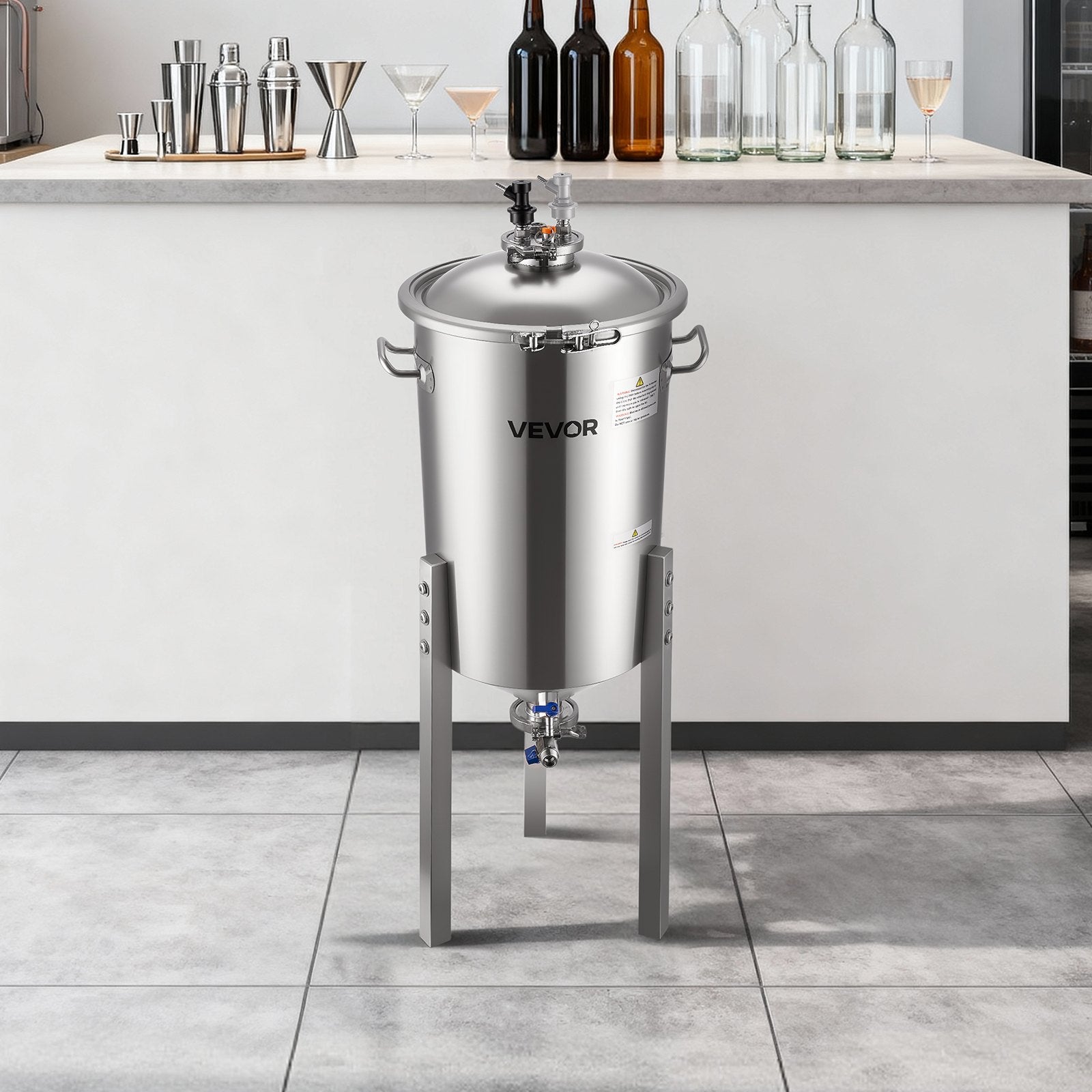 Stainless Steel Conical Fermenter, 8 Gal/30L Home Brewing Fermenation Tank, Brew Bucket Fermentor with V952-FSSPJNJXT2FTG68GV001V0