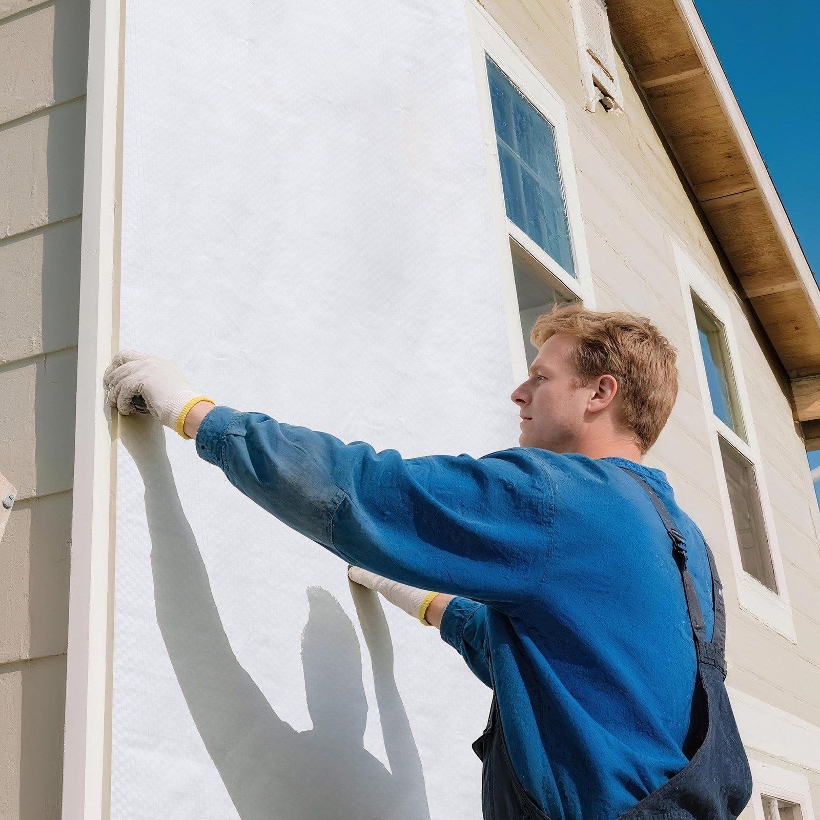 House Wrap, 1.37 x 45.72 m, 0.13 mm Thick Vapor Barrier, Heavy Duty Plastic Sheeting for Tear-resistant, Drop V952-FSTQM45FT150ANG7A001V0