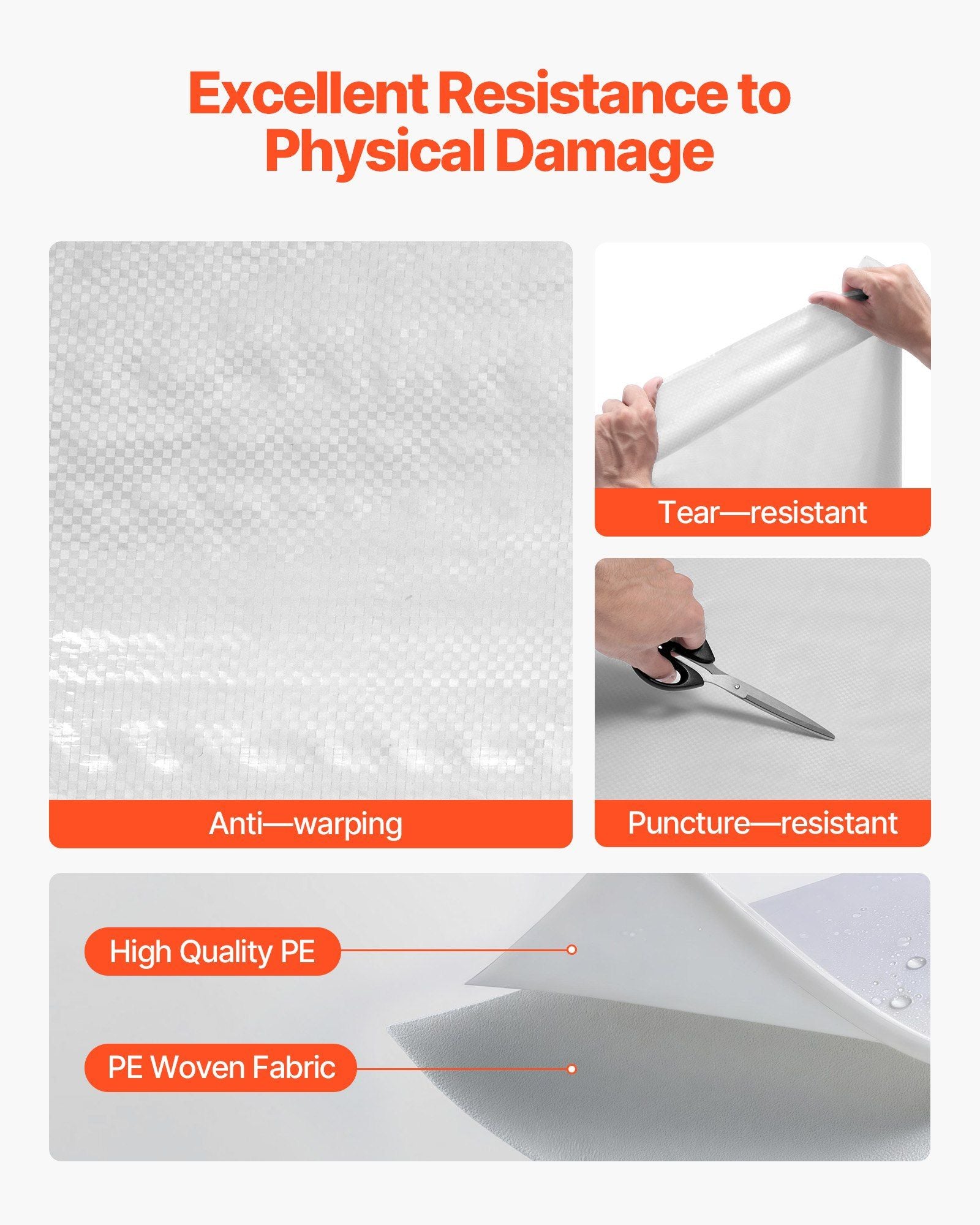 House Wrap, 2.74 x 45.7 mm, 0.13 mm Thick Vapor Barrier, Heavy Duty Plastic Sheeting for Tear-resistant, Drop V952-FSTQM9FT150FSRA05001V0