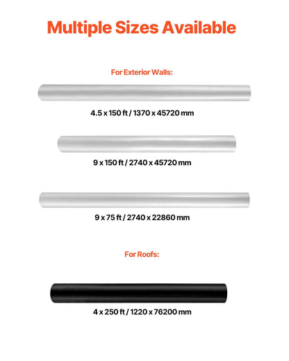 House Wrap, 2.74 x 22.86 mm, 0.13 mm Thick Vapor Barrier, Heavy Duty Plastic Sheeting for Tear-resistant, V952-FSTQM9FT75FT4A5KQ001V0