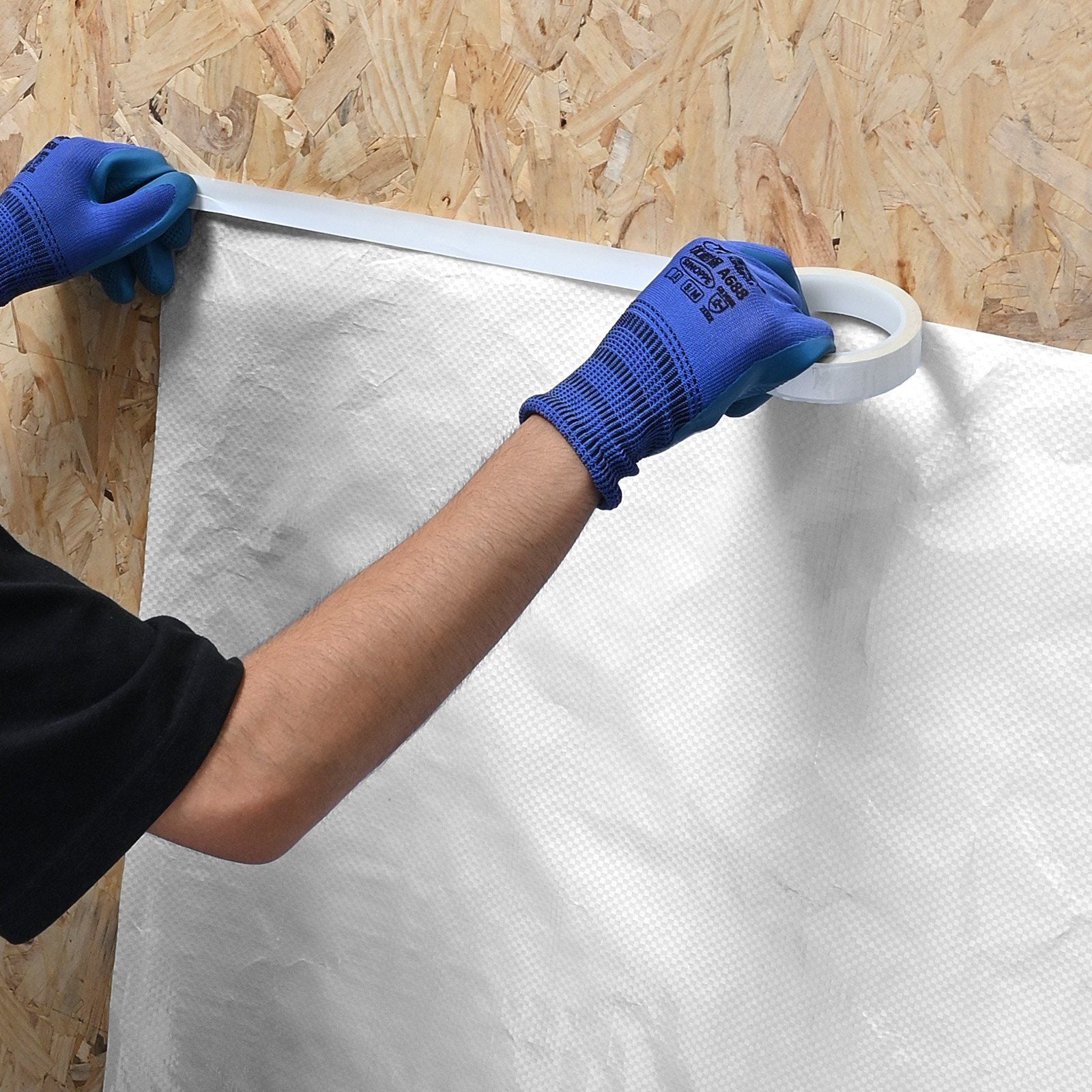 House Wrap, 2.74 x 22.86 mm, 0.13 mm Thick Vapor Barrier, Heavy Duty Plastic Sheeting for Tear-resistant, V952-FSTQM9FT75FT4A5KQ001V0