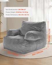 Bean Bag Chair, BeanBag Sofa Chair with Armrests for Adults, Fluffy Plush & High-Density Foam Filling Adult V952-FSYXCRDDY45448AWFV0