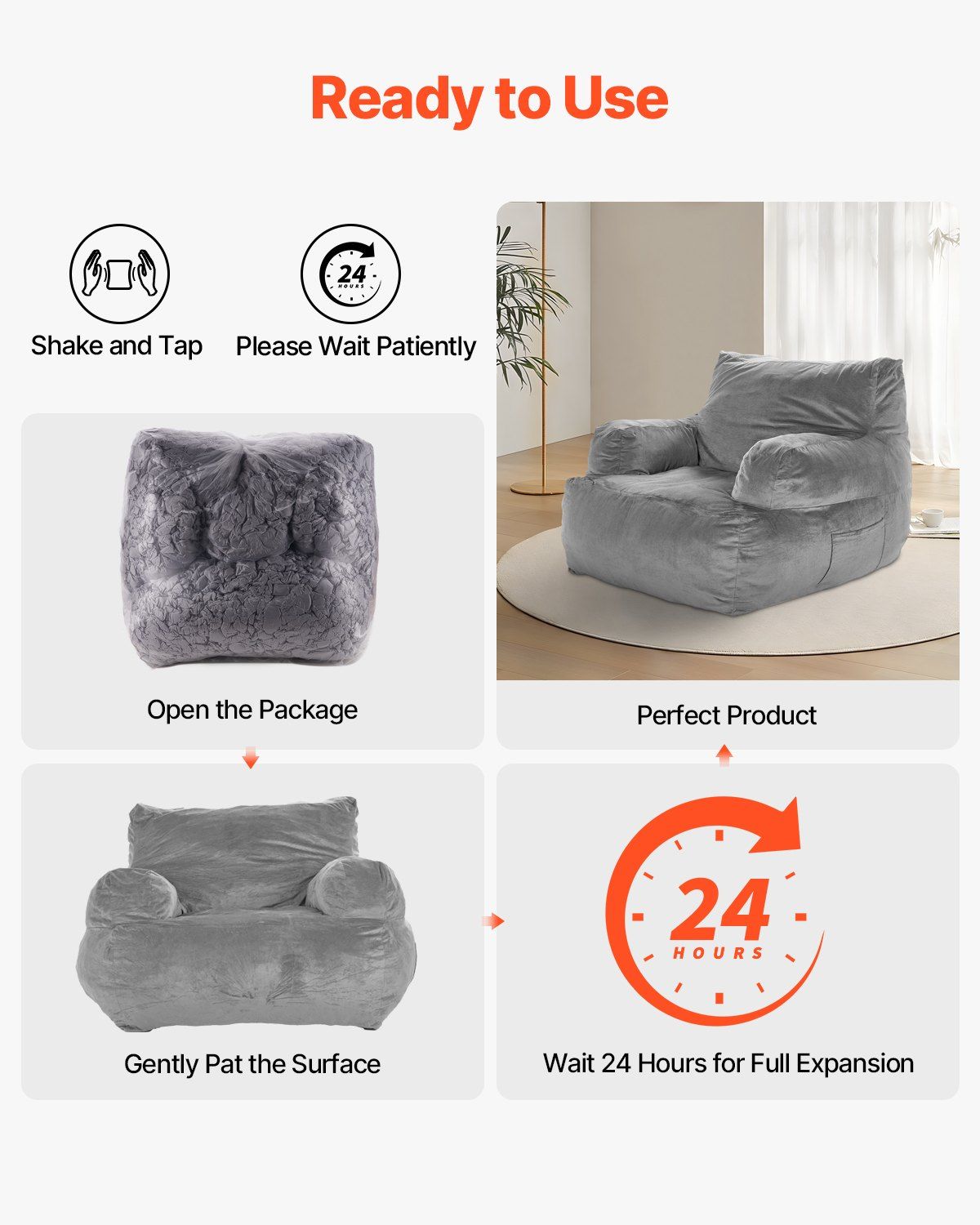 Bean Bag Chair, BeanBag Sofa Chair with Armrests for Adults, Fluffy Plush & High-Density Foam Filling Adult V952-FSYXCRDDY45448AWFV0