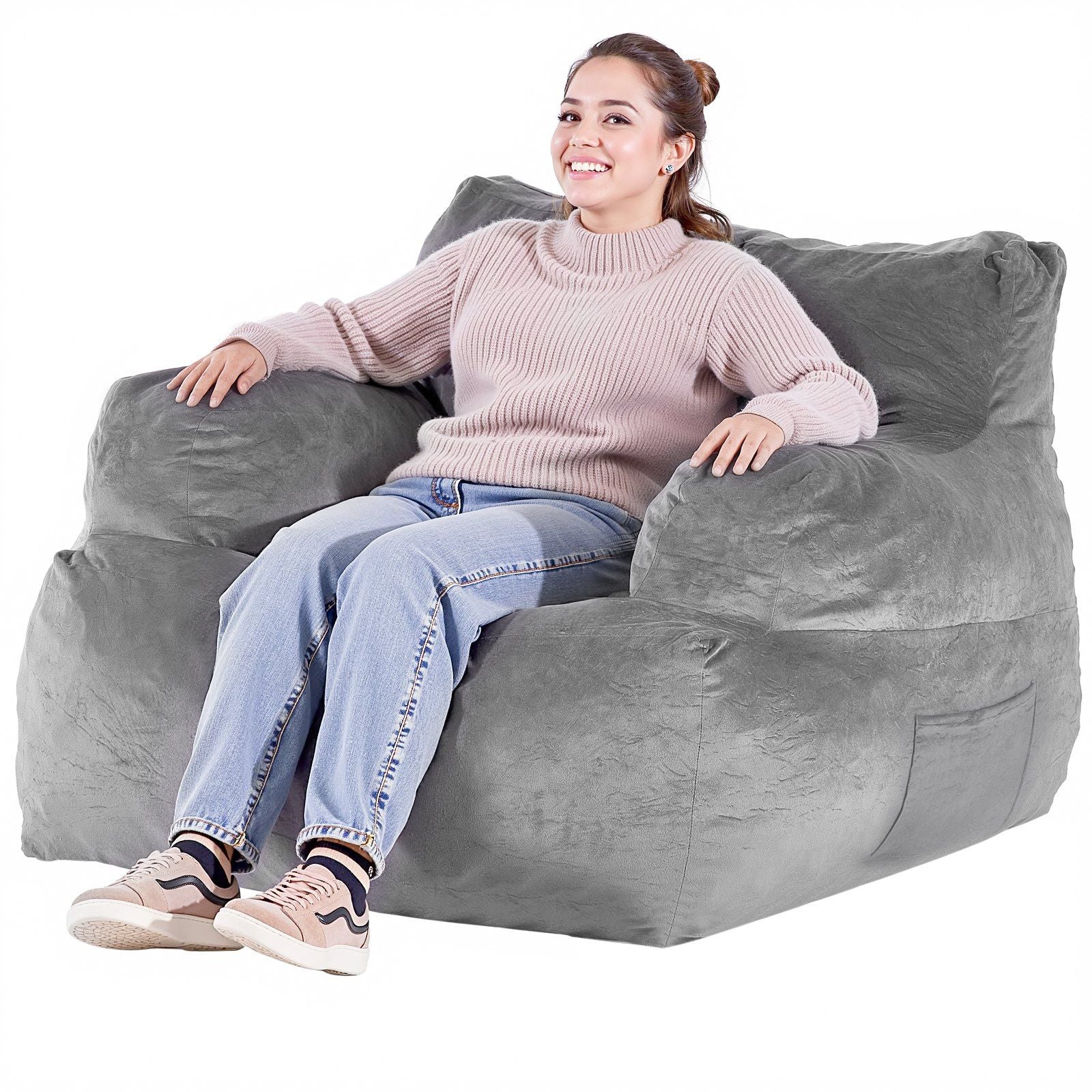 Bean Bag Chair, BeanBag Sofa Chair with Armrests for Adults, Fluffy Plush & High-Density Foam Filling Adult V952-FSYXCRDDY45448AWFV0