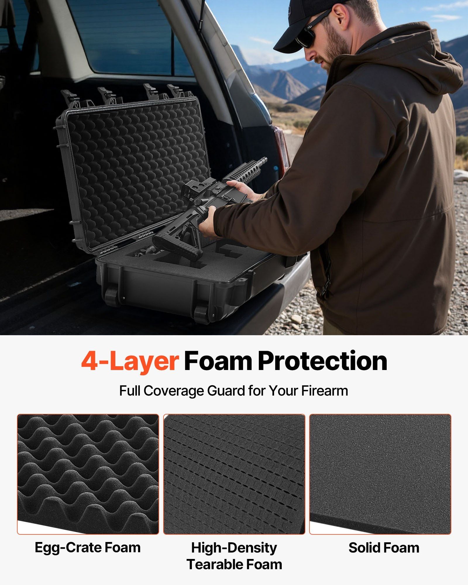 Hard Rifle Case, Lockable Rifle Case with Pre-cut Foams, 1016 mm Gun Storage with Wheels, IP67 Waterproof & V952-FSYZBQH40127R1IIQ001V0