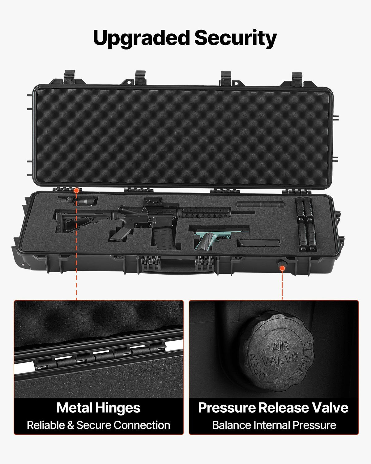 Hard Rifle Case, Lockable Rifle Case with Pre-cut Foams, 1016 mm Gun Storage with Wheels, IP67 Waterproof & V952-FSYZBQH40127R1IIQ001V0