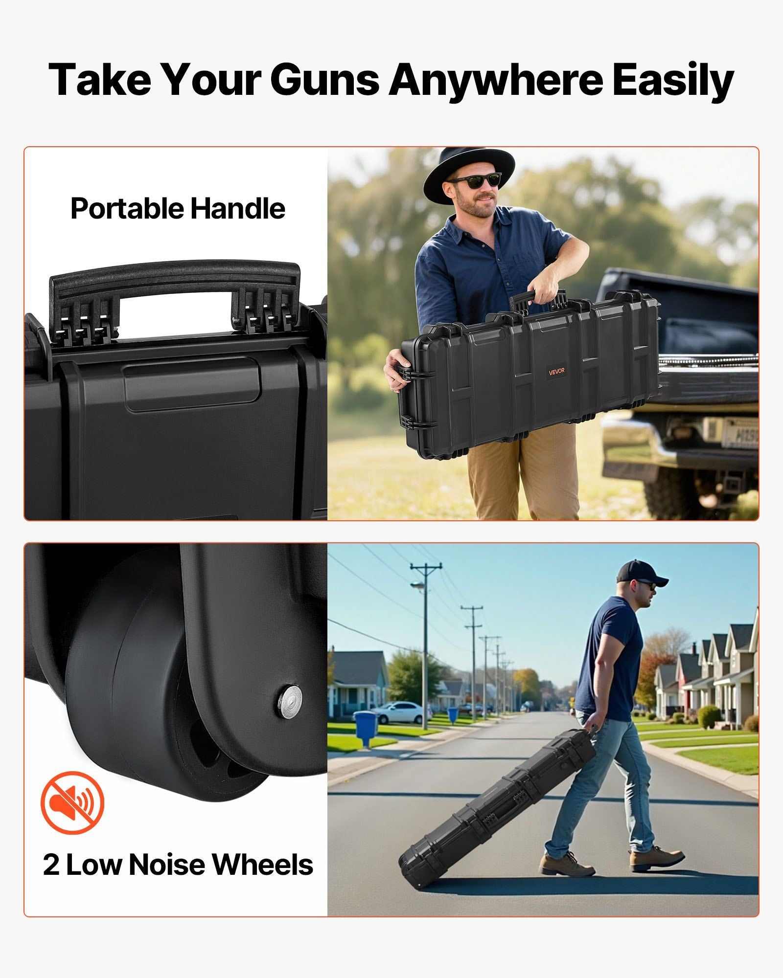 Hard Rifle Case, Lockable Rifle Case with Pre-cut Foams, 1016 mm Gun Storage with Wheels, IP67 Waterproof & V952-FSYZBQH40127R1IIQ001V0