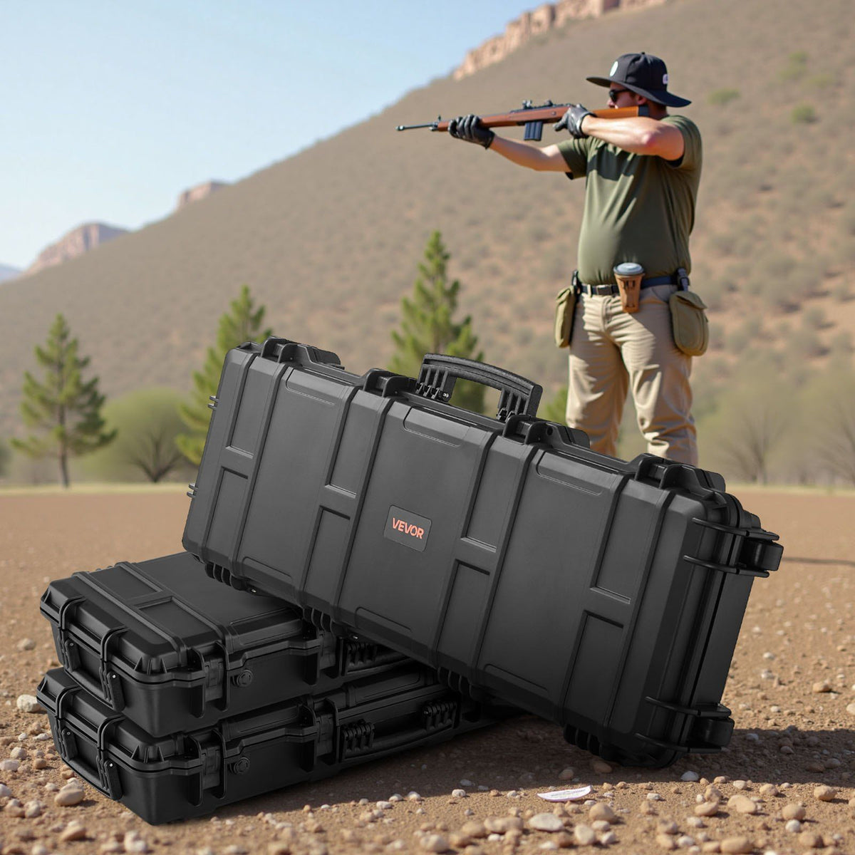 Hard Rifle Case, Lockable Rifle Case with Pre-cut Foams, 1016 mm Gun Storage with Wheels, IP67 Waterproof & V952-FSYZBQH40127R1IIQ001V0
